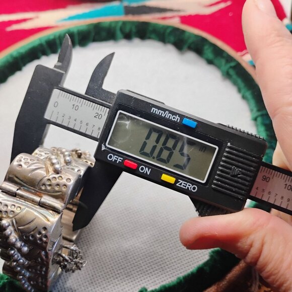 Heavy Solid Vtg Mexican Sterling Silver Barrel Link Bracelet 83g Handmade - Picture 7 of 8